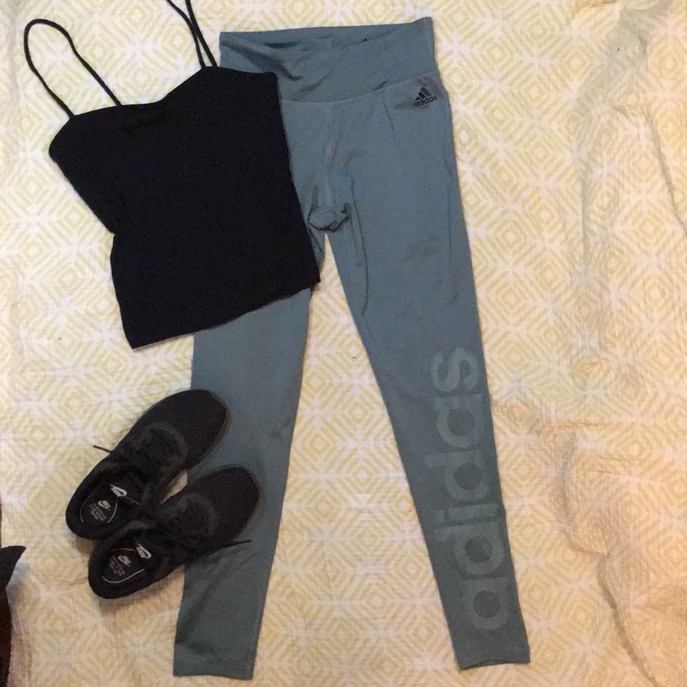 Sea foam/ sage green adidas leggings